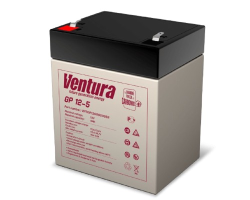 [АКБ Ventura] АКБ Ventura GP 12-5    12V/5Ah {S63 (F2), ДхШхВ 91х70х107мм, 1.56кг, срок службы 6-9 лет}