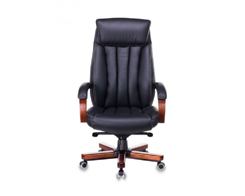 [Офисное кресло или стул] Кресло руководителя Бюрократ T-9922WALNUT черный кожа крестов. металл/дерево (1115299)
