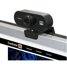 ExeGate Stream C940 2K (5Мп, 2560x1440, 30fps, H.264, ручной фокус, 4-линзовый объектив (стекло), микрофон с шумоподавлением, универсальное крепление, USB, кабель 1,5 м