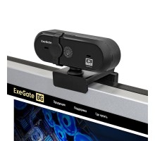 ExeGate Stream HD-4000 4K UHD AF (8Мп, 3840x2160, 30fps, H.264, автоматический фокус, защитная шторка, 4-линзовый объектив (стекло), стерео микрофон с шумоподавлением, универсальное крепление, USB, ка