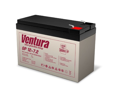 [АКБ Ventura] АКБ Ventura GP 12-7,2 12V/7,2Ah {S63 (F2), ДхШхВ 151х65х100мм, масса 2.1 кг, срок службы 6-9 лет}