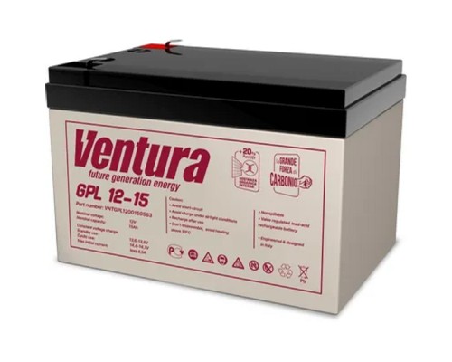 [АКБ Ventura] АКБ Ventura GPL 12-15   12V/14Ah {S63 (F2), ДхШхВ 151х98х100мм, 3.9кг, срок службы 12 лет}