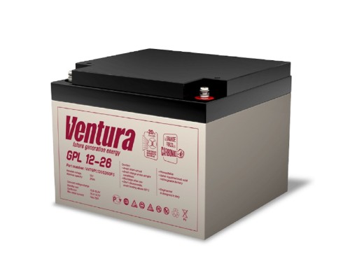 [АКБ Ventura] АКБ Ventura GPL 12-26   12V/29Ah {F5, ДхШхВ 175х166х125мм, 8кг, срок службы 12 лет}