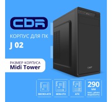 CBR Корпус ATX Miditower J02, без БП, 1*USB 3.0, 2*USB 2.0, HD Audio+Mic,Black [PCC-ATX-J02-WPSU]