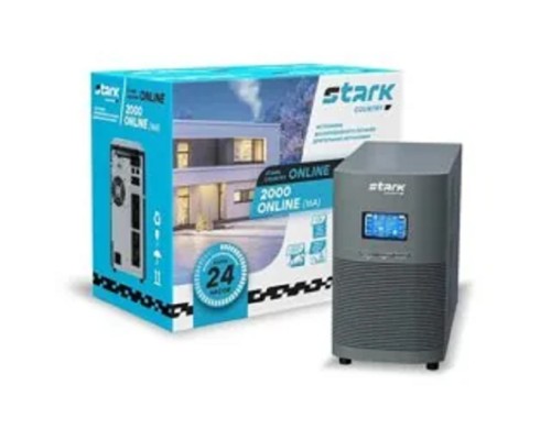 [STARK - ИБП 1ф (Однофазные)] STARK SC 2000 Online 16А ИБП 2000 ВА/1800 Вт {Online, Напольный, 110-300В, 4 х ЕВРО, Smart-slot, USB, RS232, EPO, БЕЗ АКБ - внешние батареи 4 шт от 4,5Ач до 320 Ач}