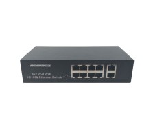 NEOMAX неуправляемый коммутатор NMS-110PoE-100-S, 10 портов 100 Mbps, 8xPoE+, 220W, металл