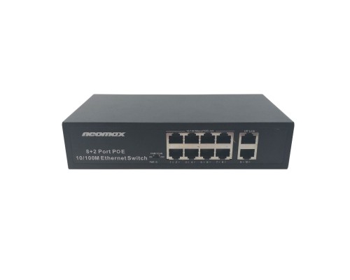 [Неомакс- коммутаторы] NEOMAX неуправляемый коммутатор NMS-110PoE-100-S, 10 портов 100 Mbps, 8xPoE+, 220W, металл