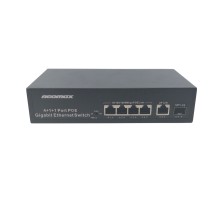 NEOMAX неуправляемый коммутатор NMS-106PoE-1000-S, 6 портов 1000 Mbps, 4xPoE+, 1xSFP, 110W, металл