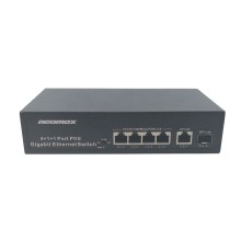 NEOMAX неуправляемый коммутатор NMS-106PoE-1000-S, 6 портов 1000 Mbps, 4xPoE+, 1xSFP, 110W, металл