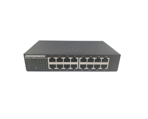 [Неомакс- коммутаторы] NEOMAX неуправляемый коммутатор NMS-116P-100-S, 16 портов 100 Mbps, металл desktop