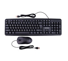 Комплект проводной клавиатура+мышь Гарнизон GKS-122, 104кл+3кн, 1000 DPI, 1.8м, черный