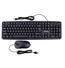 Комплект проводной клавиатура+мышь Гарнизон GKS-122, 104кл+3кн, 1000 DPI, 1.8м, черный