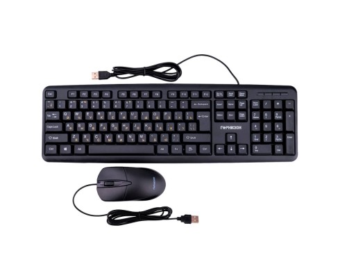 [Клавиатуры, мыши] Комплект проводной клавиатура+мышь Гарнизон GKS-122, 104кл+3кн, 1000 DPI, 1.8м, черный