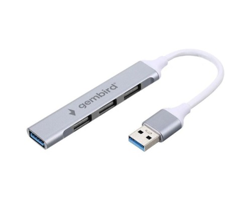 [Контроллер] Gembird Разветвитель USB3.0/2.0, USB3.0, 3xUSB2.0, кабель USB 10см, серебристый металл, пакет (UHB-C206)