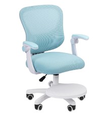 Кресло детское компьютерное CHAIRMAN CH106 голубой, с подножкой (7187528)