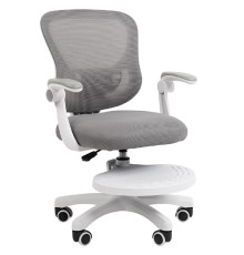 Кресло детское компьютерное CHAIRMAN CH106 серый, с подножкой (7187532)