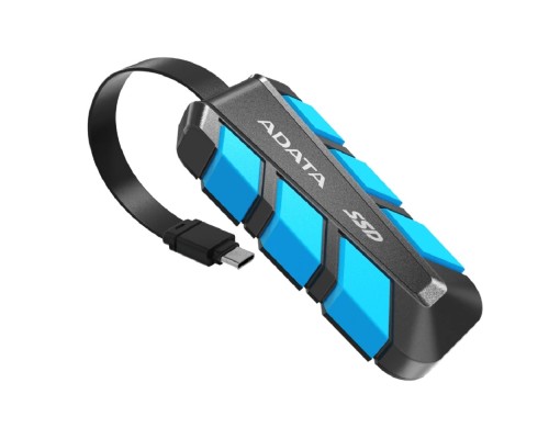 [Носитель информации] Твердотельный накопитель/ ADATA External SSD SC740, 1000GB, Type-C, USB 3.2 Gen2, R/W 1050/1000 MB/s, 121.8x40.5x22.3mm, Blue