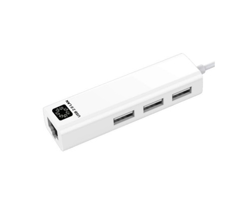 [кабели] 5bites Кабель-адаптер UA2-45-06WH USB2.0 / 3*USB2.0 / RJ45 100MB / WHITE