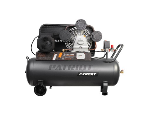 [Компрессоры, Пневматическое оборудование] Компрессор PATRIOT KRX 580 L100 D [545302330] { поршневой, ременной, масляный, 580 л/мин, 100 л, 10 бар, 3 кВт, 400 В }
