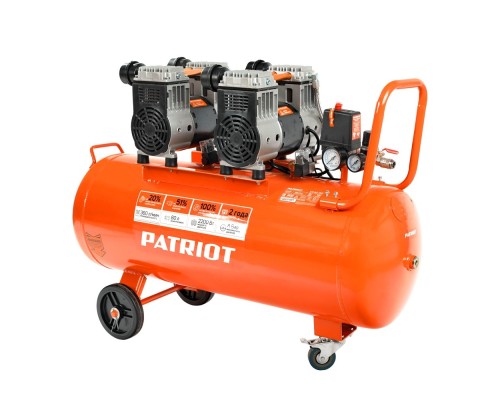 [Компрессоры, Пневматическое оборудование] Компрессор Patriot поршневой безмасляный WO 80-360 [525301930] { 360 л/мин, 8 бар, 2200 Вт, 80 л, быстросъем и 