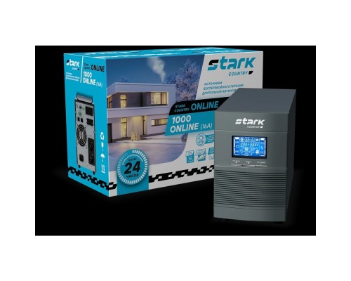 [STARK - ИБП 1ф (Однофазные)] STARK SC 1000 Online 16А ИБП 1000 ВА/900 Вт {Online, Напольный, 110-300В, 2 х ЕВРО, Smart-slot, USB, RS232, EPO, БЕЗ АКБ - внешние батареи 2 шт от 4,5Ач до 320 Ач}
