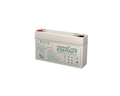 [Батареи Контакт] Контакт АКБ КТ 6-1,2 6V/1,2Ah {клемма Ш-4,8 (F1), ДхШхВ 98х24х58мм, масса 0,26 кг, срок службы 5-7 лет}