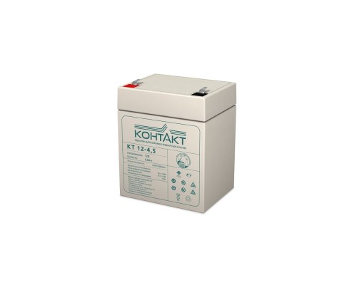 [Батареи Контакт] Контакт АКБ КТ 12-4,5 12V/4,5Ah {клемма Ш-4,8 (F1), ДхШхВ 90х70х107мм, масса 1,23 кг, срок службы 5-7 лет}