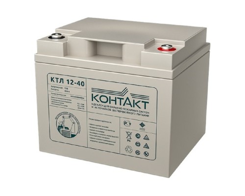 [Батареи Контакт] Контакт АКБ КТЛ 12-40 12V/40Ah {клемма Б-М6 (под болт М6), ДхШхВ 196х165х170мм, масса 11,9 кг, срок службы 12 лет}