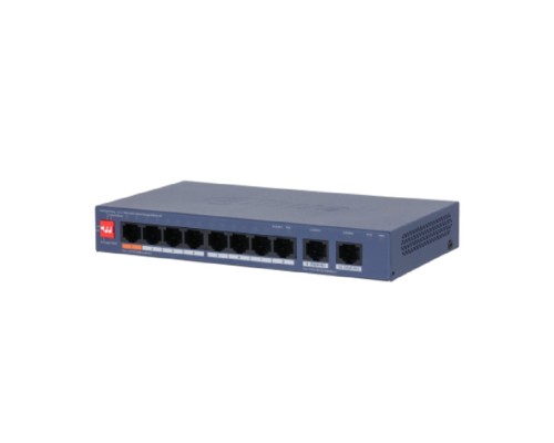 [Коммутаторы] DAHUA DH-CS4010-8ET2GT-60 8-портовый PoE коммутатор управляемый 8 RJ45 10/100Мбит/с (PoE/PoE+/Hi-PoE), 2 RJ45 10/100/1000Мбит/с (uplink); до 60Вт, до 250м