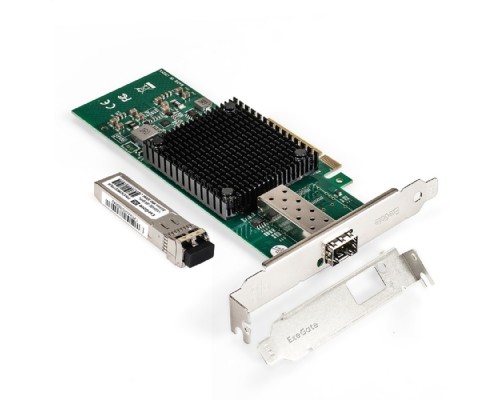 [USB-концентраторы] Exegate EX298939RUS Комплект: Сетевой адаптер SFP+ ExeGate EXE-X520-DA1 + Трансивер Multi-Mode до 300м EXT-10G-MM850-LC2-300M (EX296227RUS PCI-E x8 v2.0, порты 1x SFP+ 10Gb/s (10/5/2.5/1Gb/s, 100Mb/s)