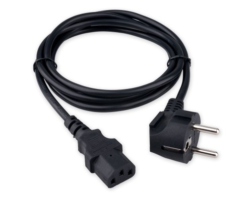 [кабели] Гарнизон Кабель питания Schuko-C13, 3x0.5мм2, 6A, CCA, с заземлением, 1.8м, черный, пакет (GPC-186-0.5-1.8M)