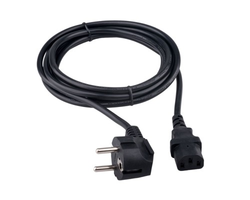 [кабели] Гарнизон Кабель питания Schuko-C13, 3x0.75мм2, 10А, CCA, с заземлением, 3м, черный, пакет (GPC-186-0.75-3M)