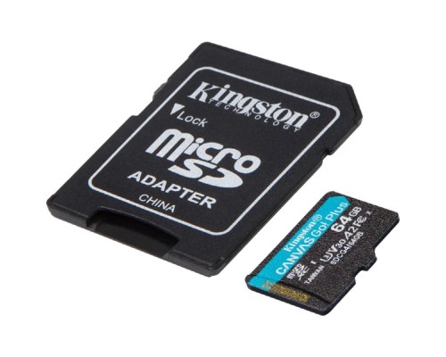 [Карта памяти ] Micro SecureDigital 64GB Kingston SDCG4/64GB Canvas Go! Plus V10 A2 + adapter