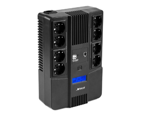 [Бастион ИБП] ИБП Бастион SKAT-UPS 1000-AID-IN-1x9-8 {Line-interactive, 1000/600Вт, LCD-дисплей, USB/ RJ-45, АКБ 1х 9Ач, сверху ЕВРО 4+4, реестр МПТ} (8934)