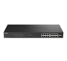 D-Link DGS-1018P/B1A Конфигурируемый коммутатор с 16 портами 10/100/1000Base-T, 2 портами 1000Base-X SFP и DIP-переключателем (16 портов PoE 802.3af/at, PoE-бюджет 240 Вт)