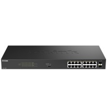 D-Link DGS-1018P/B1A Конфигурируемый коммутатор с 16 портами 10/100/1000Base-T, 2 портами 1000Base-X SFP и DIP-переключателем (16 портов PoE 802.3af/at, PoE-бюджет 240 Вт)
