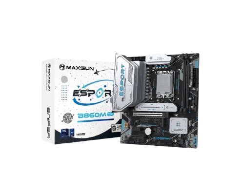 [Материнская плата] MAXSUN MS-eSport B860M SNIPER WIFI (Socket 1851, mATX, 2*DDR5(96Gb), DP/HDMI, 2xSATA3, 2*M.2,xPCI-Ex16 /1xPCI-Ex4/1xPCI-Ex1, 4*USB 2.0, 4*USB 3.2, LAN 1*2.5G, Bluetooth, Wi-Fi6, ARGB,  RTL)