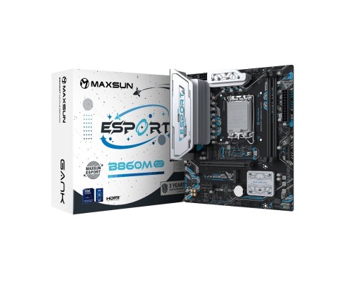 [Материнская плата] MAXSUN MS-eSport B860M GANK WIFI (Socket 1851, mATX, 2*DDR5(96Gb), DP/HDMI, 2xSATA3, 2*M.2,xPCI-Ex16 xPCI-Ex1, 2*USB 2.0, 4*USB 3.2, LAN 1*1G, Bluetooth, Wi-Fi6, ARGB, RTL)