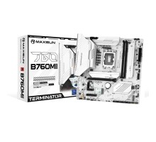 MAXSUN MS-Terminator B760M GKD5 ICE (Socket 1700, mATX, 2*DDR5(96Gb), DP/HDMI, 3*SATA3, 4*M.2, 1*PCIEx16/1*PCIEx4, 6*USB2.0, 2*USB 3.2, LAN 1*2.5G, ARGB, white, RTL)