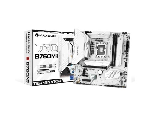 [Материнская плата] MAXSUN MS-Terminator B760M GKD5 ICE (Socket 1700, mATX, 2*DDR5(96Gb), DP/HDMI, 3*SATA3, 4*M.2, 1*PCIEx16/1*PCIEx4, 6*USB2.0, 2*USB 3.2, LAN 1*2.5G, ARGB, white, RTL)