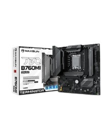 MAXSUN MS-Terminator B760M GKD5 DARK (Socket 1700, mATX, 2*DDR5, DP/HDMI, 4*SATA3, 3*M.2, 1*PCIEx16/1*PCIEx4/1*PCIEx1, LAN 1*2.5G , 6*USB2.0, 2*USB 3.2, 2*ARGB+1*RGB, black, RTL)