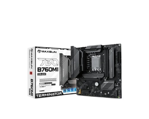 [Материнская плата] MAXSUN MS-Terminator B760M GKD5 DARK (Socket 1700, mATX, 2*DDR5, DP/HDMI, 4*SATA3, 3*M.2, 1*PCIEx16/1*PCIEx4/1*PCIEx1, LAN 1*2.5G , 6*USB2.0, 2*USB 3.2, 2*ARGB+1*RGB, black, RTL)