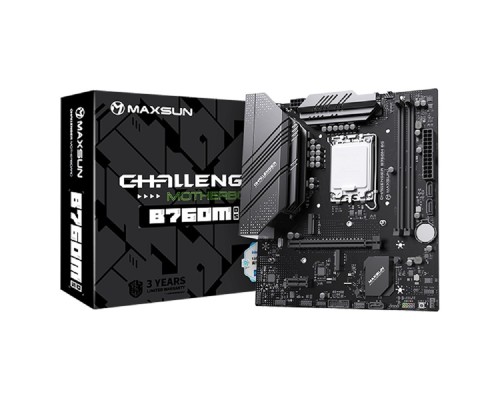 [Материнская плата] MAXSUN MS-Challenger B760M D5 (Socket 1700, mATX, 2*DDR5(96Gb), VGA/HDMI, 3*SATA3, 2*M.2, 1xPCI-E x16 /1xPCI-E x1, 2*USB 2.0,  4*USB 3.2 Gen1 , LAN 1*1G,  RTL)