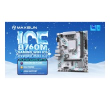 MAXSUN MS-B760M GAMING WIFI ICE (Socket 1700, mATX, 2*DDR4(64Gb), VGA/HDMI, 3*SATA3, 1*M.2, 1*PCIEx16/1*PCIEx1, 2*USB2.0, 4*USB 3.2, LAN 1*1G, Bluetooth,  Wi-Fi 802.11ac, ARGB, white, RTL)