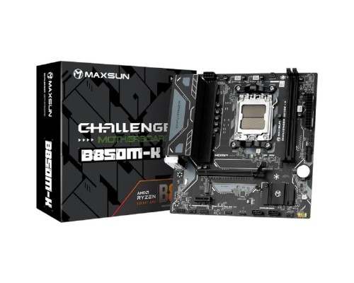 [Материнская плата] MAXSUN MS-Challenger B850M-K (Socket AM5, mATX, 2*DDR5(96Gb), HDMI, 2*SATA3, 1*M.2, 1*PCIEx16/1*PCIEx1, 2*USB2.0, 4*USB 3.0,  LAN 1*1G, RTL)