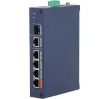 DAHUA DH-CHS4106-4ET-60 4-портовый PoE коммутатор управляемый 4 RJ45 10/100Мбит/с (PoE/PoE+/Hi-PoE), 1 RJ45 10/100/1000Мбит/с (uplink), 1 SFP 1000Мбит/с (uplink); IP30, IK06; монтаж на DIN-рейку