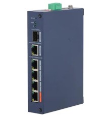 DAHUA DH-CHS4106-4ET-60 4-портовый PoE коммутатор управляемый 4 RJ45 10/100Мбит/с (PoE/PoE+/Hi-PoE), 1 RJ45 10/100/1000Мбит/с (uplink), 1 SFP 1000Мбит/с (uplink); IP30, IK06; монтаж на DIN-рейку