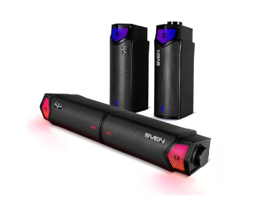 [Колонки] Саундбар мини SVEN SB-G1450, черный (10 Вт, питание USB, Bluetooth, подсветка)