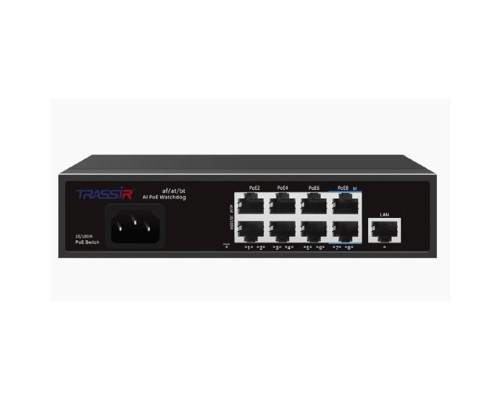 [Видеонаблюдение] Коммутатор неуправляемый TRASSIR TR-NS1109-120-8PoE Fast Ethernet РоЕ оснащен восемью РоЕ-портами RJ-45 и 1 uplink-портом 10/100 Мбит/с. Дальность пер