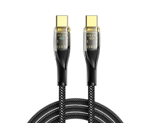 [Кабели] Rexant (18-7092) Кабель Type-C – Type-C, 5А, 100Вт, 1м, в черной нейлоновой оплетке со световой индикацией